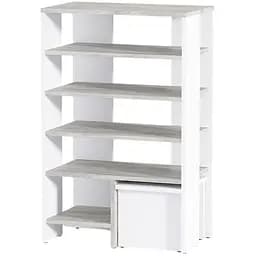 Полиця для взуття Flamecame з табуреткою з ДСП II O-2 Бетон Білий