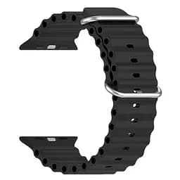 Силіконовий ремінець на смарт-годинник для Apple Watch 42,44,45,46,49 mm, Ocean Band, black, зі зручною застібкою, для годинника епл вотч, спортивний, ArmorStandart (ARM74244)