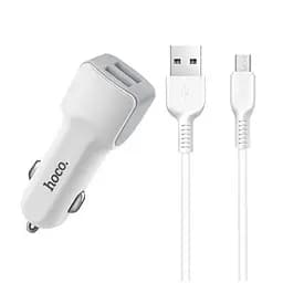 Автомобільний зарядний пристрій Hoco Z23 grand style dual-port car charger with Micro 2USB 2.4A Білий