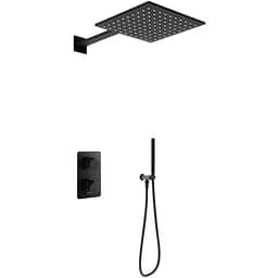 Душова система Kohlman Experience 30 black з термостатом + BOX прихованого монтажу KPL-QW432EBQ30, Чорний матовий