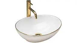 Умивальник Rea Sofia 41x34,5 gold edge (REA-U3287), Матова