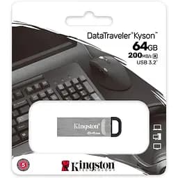 USB флеш-накопичувач Kingston DataTraveler Kyson 64GB USB-A 3.2 Gen 1 Silver/Black (DTKN/64GB) [54407] - мініатюра 4