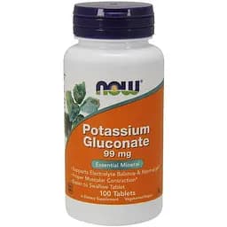 Вітаміни та мінерали NOW Potassium Gluconate 99 mg, 100 таблеток