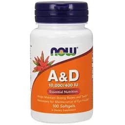 Вітамін А і D Now Foods 10000/400 МО 100 капсул
