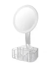 Косметичне настільне кругле дзеркало Cosmetic Mirror HH098 26 LED на підставці з підсвіткою біле