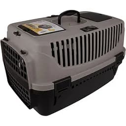 Переноска для котів і собак Irak Plastik PT-110 сіро-чорна