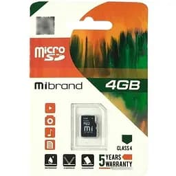 Карта пам'яті Mibrand microSDHC 4GB Class 4 Без адаптера