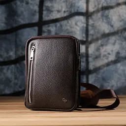 Прямокутна сумка бананка із зернистої натуральної шкіри GRANDE PELLE 15х20,5х4 см sum0027423 - мініатюра 9