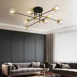 Мінімалістична люстра в корпусі чорного кольору на 8 ламп | Line F | Арт. AOC13/8 BK