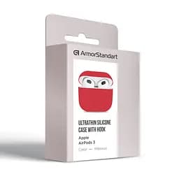 Силіконовий чохол для навушників Apple AirPods 3, Ultrathin Silicone Case, червоний, захисний чохол, ультратонкий і легкий, захист від подряпин і пилу, м"який силікон, ArmorStandart (ARM60295) - мініатюра 3
