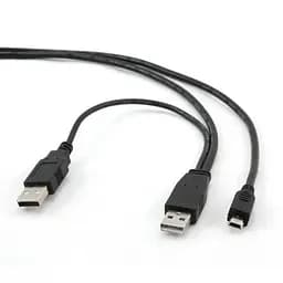 Кабель USB 2.0 AM – miniUSB (5P), 0.9 м, черный, Cablexpert, дополнительное USB питание (CCP-USB22-AM5P-3)