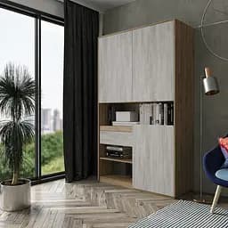 Шкаф для книг и документов Moreli RS-1 Blum 124x2100x500 мм Дуб аппалачи/Бетон (mo-rs1-appalachi-beton)