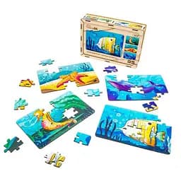 Детский деревянный пазл Морские жители 4 в 1 PuzzleOK Puz-57896, 80 элементов