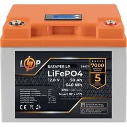 Аккумулятор LogicPower LiFePO4 LCD Smart BT 12V 12.8V/50Ah/640Wh BMS 40A/40А (24421) [109420]