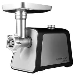 М'ясорубка Liberton LMG-28TB01S, Steel/Black, 2800W, продуктивність 2кг/хв, 3 диски з отворами 3/5/7мм, насадка соковитискач для томатів, для ковбасок, для кеббе, бургер-прес, реверс, шнек та лоток металеві, захист від перегріву
