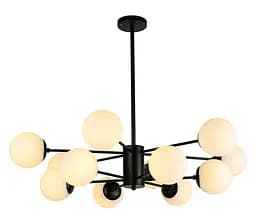 Сучасна стельова люстра Levistella 7526033-12 BK+WH - чорна з білими плафонами, 12xE27, Ø95 см