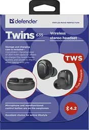 Гарнітура Defender Twins 635 TWS Bluetooth, Black (63635) - мініатюра 6