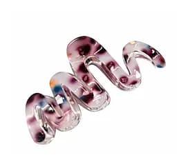 Заколка-крабик для волос волнистая 11 см с мелкими блестящими стразами металлический зажим Фиолетовый