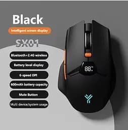 Мишка Бездротова Ігрова SX01 600 мАг Bluetooth DPI для Пк і ноутбуків Чорна  - мініатюра 2