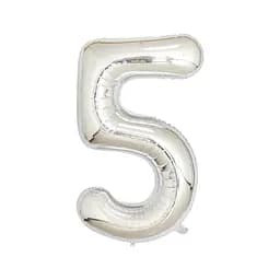 Шар воздушный фольгированный (102 см) Цифра 5 серебро