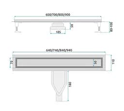 Трап для душу Rea Neox 80 Superflow brushed steel 2в1 REA-G2707 - мініатюра 5
