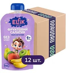 Уценка. Пюре фруктовое Elfik Magic Фруктовый салатик 2400 г (12 шт. x 200 г)