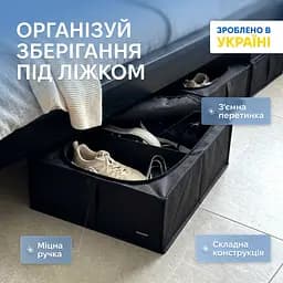 Кофр ORGANIZE для зберігання взуття та речей на 2 відділи 50*41*18 см (чорний)