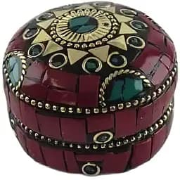 Скринька металева з коралами та бірюзою 3.2х4.7 см