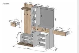 Передпокій Moreli FKO-0002 1690x1880x380 мм Кашемір/Білий - мініатюра 3