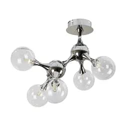 Люстра стельова LED Levistella 7529817-5 CR+CL, 5 плафонов, G9, хром, скло, сучасний стиль