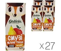 Galicia, 200 мл, Упаковка 27 шт., Галіція, Смузі Яблуко-груша