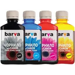 Комплект чорнил Barva Canon GI-490, для G1400/G2400/G3400, Black/Cyan/Magenta/Yellow, 4x180 мл (CG490-180-MP)