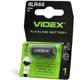 Батарейки LR44, Videx, лужна, 1 шт, 6V, Blister