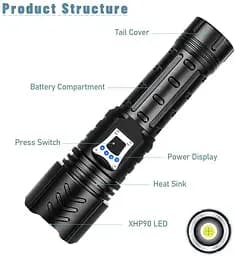 Ручний ліхтар BL-717B-P99 zoom + Type-C + Power bank + 26650 (3хААА) 5 режимів - мініатюра 5
