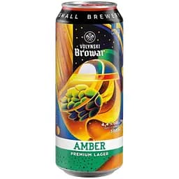 Пиво Volynski Browar Amber, светлое, нефильтрованное, 4,4%, ж/б, 0,5 л