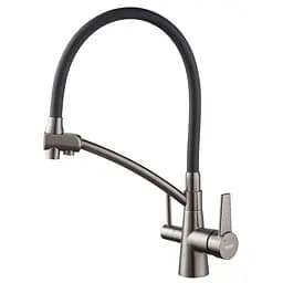 Смеситель для кухни на две воды с гибким изливом Koer KB-72003-07 KR3377 Графит