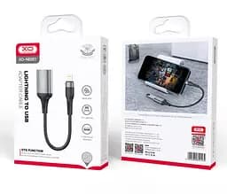 Кабель XO NB201 OTG USB 2.0 transfer speed 480Mbp for Lightning OTG function Чорний - мініатюра 2