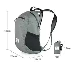 Складний рюкзак Naturehike Ultralight (NH17A012-B) 18л - сірий - мініатюра 4