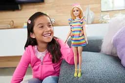 Лялька Barbie Модниця з брекетами у смугастій сукні (HJR96) - мініатюра 6
