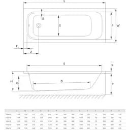 Ванна акрилова Radaway Mia Eco 150х70 пристінна з ніжками (WA1-55-150x070) - мініатюра 2
