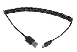 Кабель USB 2.0 AM – microUSB (5P), 1.8 м, черный, Cablexpert, спиральный (CC-mUSB2C-AMBM-6)