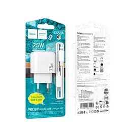 Мережевий зарядний пристрій Hoco CS53A Surplus single port PD25W charger set(C to iP) білий - мініатюра 4