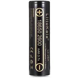 Акумулятор 18650 2600mAh Li-Ion, (2450-2650mah), 3.7V (2.75-4.2V), Blac Liitokala (Lii-26A)