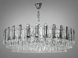Шикарна кругла кришталева люстра на 18 ламп, срібного кольору