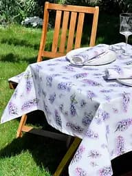 Водовідштовхувальна Скатертина з 3D принтом Бузок 300х140 см (+ 6 серветок 30х40) Бузковий