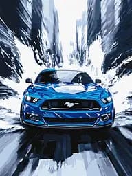 Набор для росписи по номерам Синий мустанг, Ideyka, 30x40 см, КНО5159