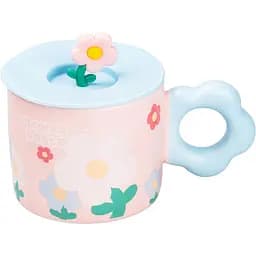 Чашка керамическая Happy Life Flowers с крышкой розовая 300 мл HP7196P