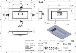 Умивальник Miraggio ERICA 900 (8813490) Miramarble, Глянцевий, Накладний/Врізний, Білий - мініатюра 2