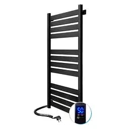 Электрический полотенцесушитель Navin Largo 500x1200 Sensor левосторонний с таймером, черный муар 12-244153-5012, Черный матовый, Левое, Электронный