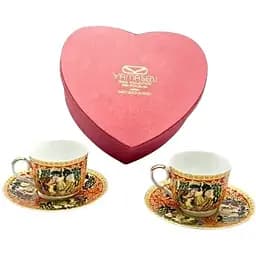 Сервіз порцеляна "Червоний" 2 чашки 160 мл + 2 блюдця (h-6 см, d-8 см, d блюдця 14 см) (2HE86-1)